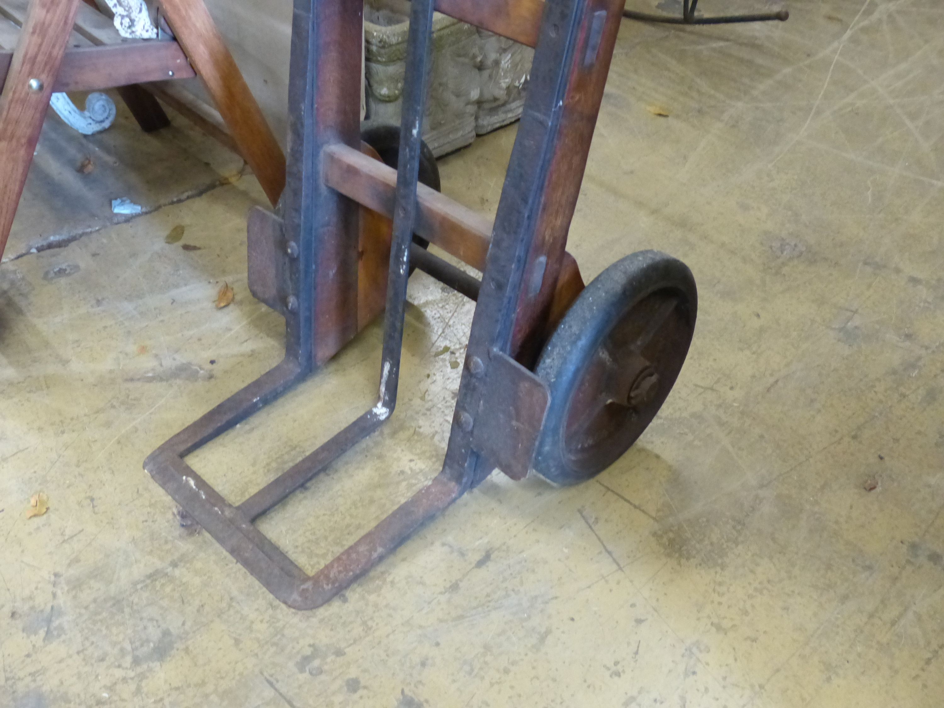 A vintage Slingsby 'Sliding Wheel' sack truck